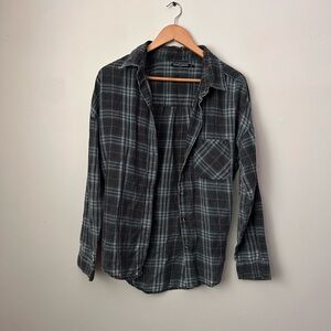 Brandy Melville plaid distressed flannel